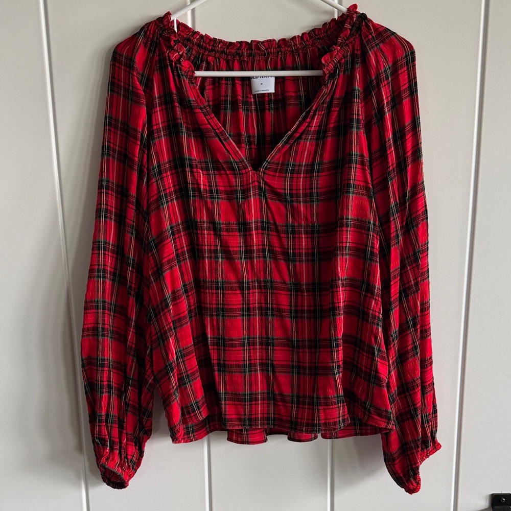 Old Navy Red and Black Plaid Blouse